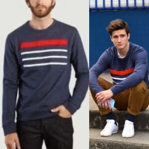 NEW Quatre Cent Quinze blue stripes sweatshirt XL